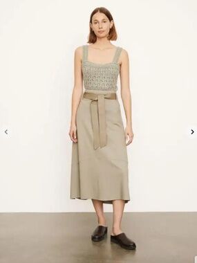 VINCE  Moon Moss Belted Paneled Skirt